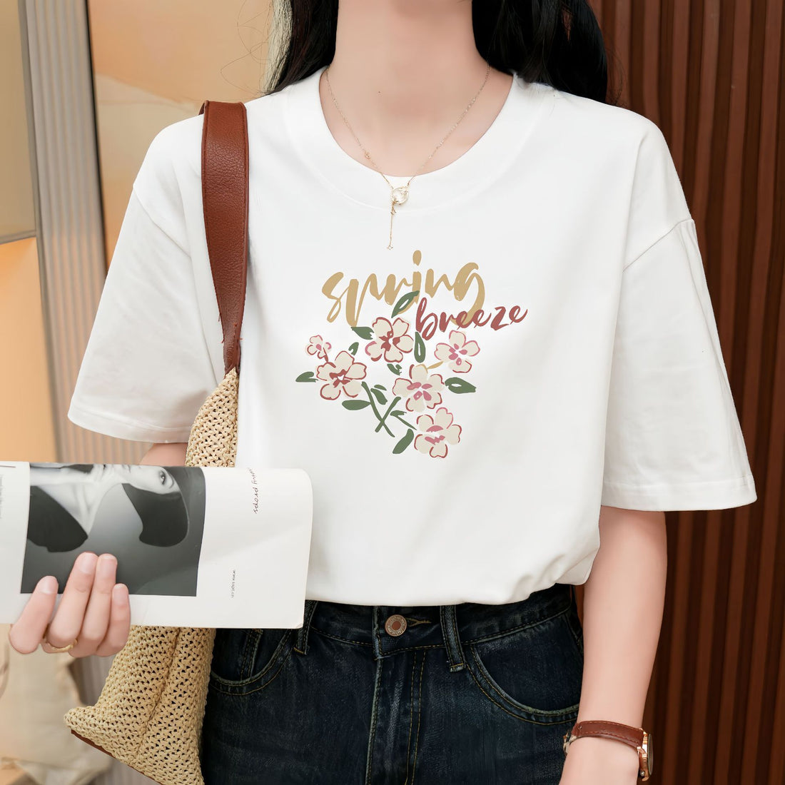 Heavy Pure Cotton Loose Short Sleeve T-shirt