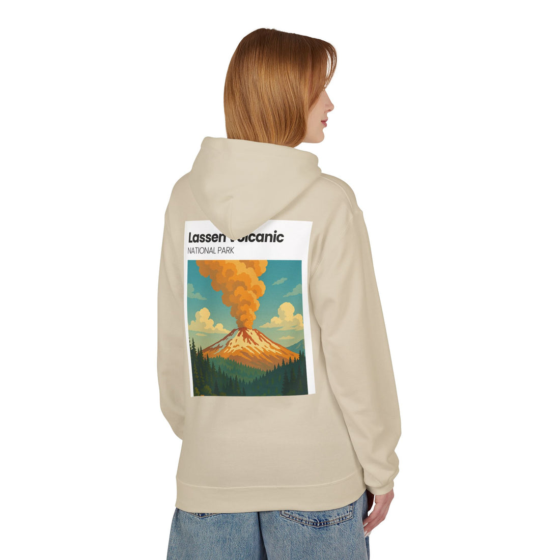 Lassen Volcanic Poster Hoodie | National Park Volcano Illustration