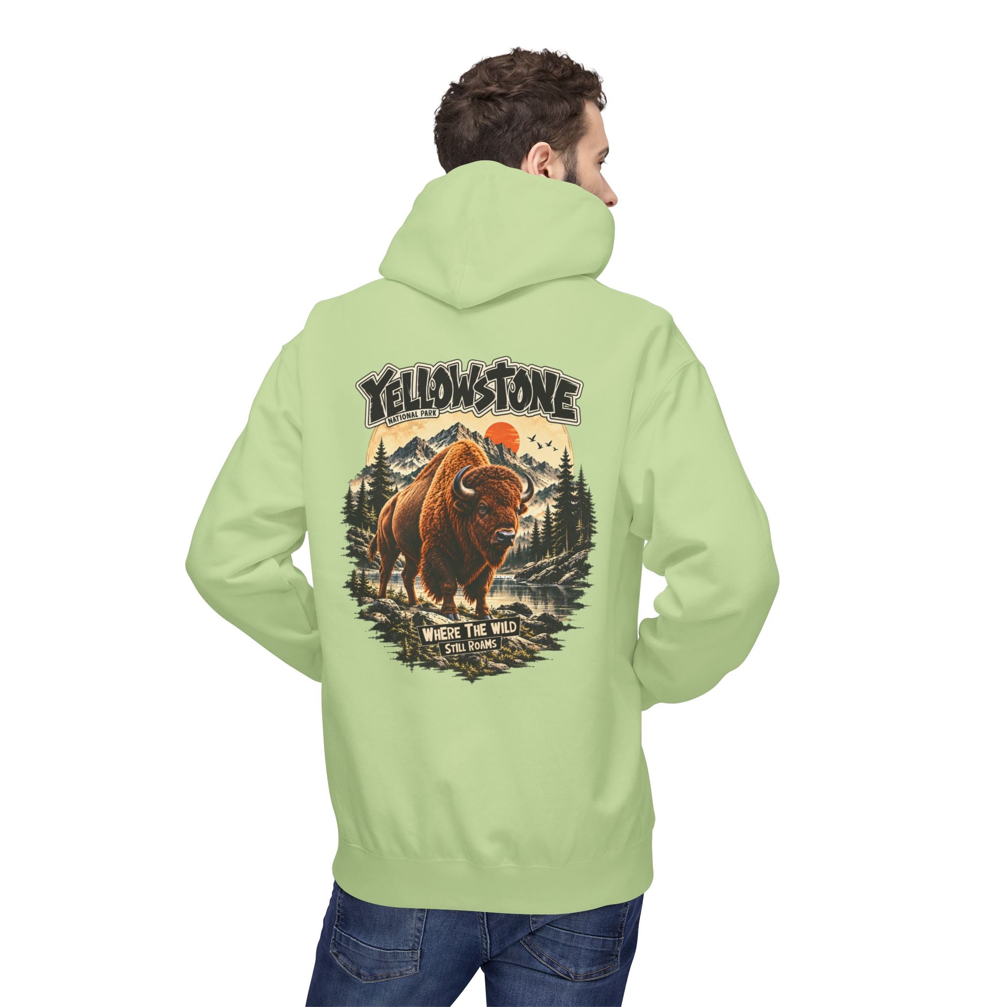 Yellowstone Bison – Where the Wild Still Roams Hoodie Model2