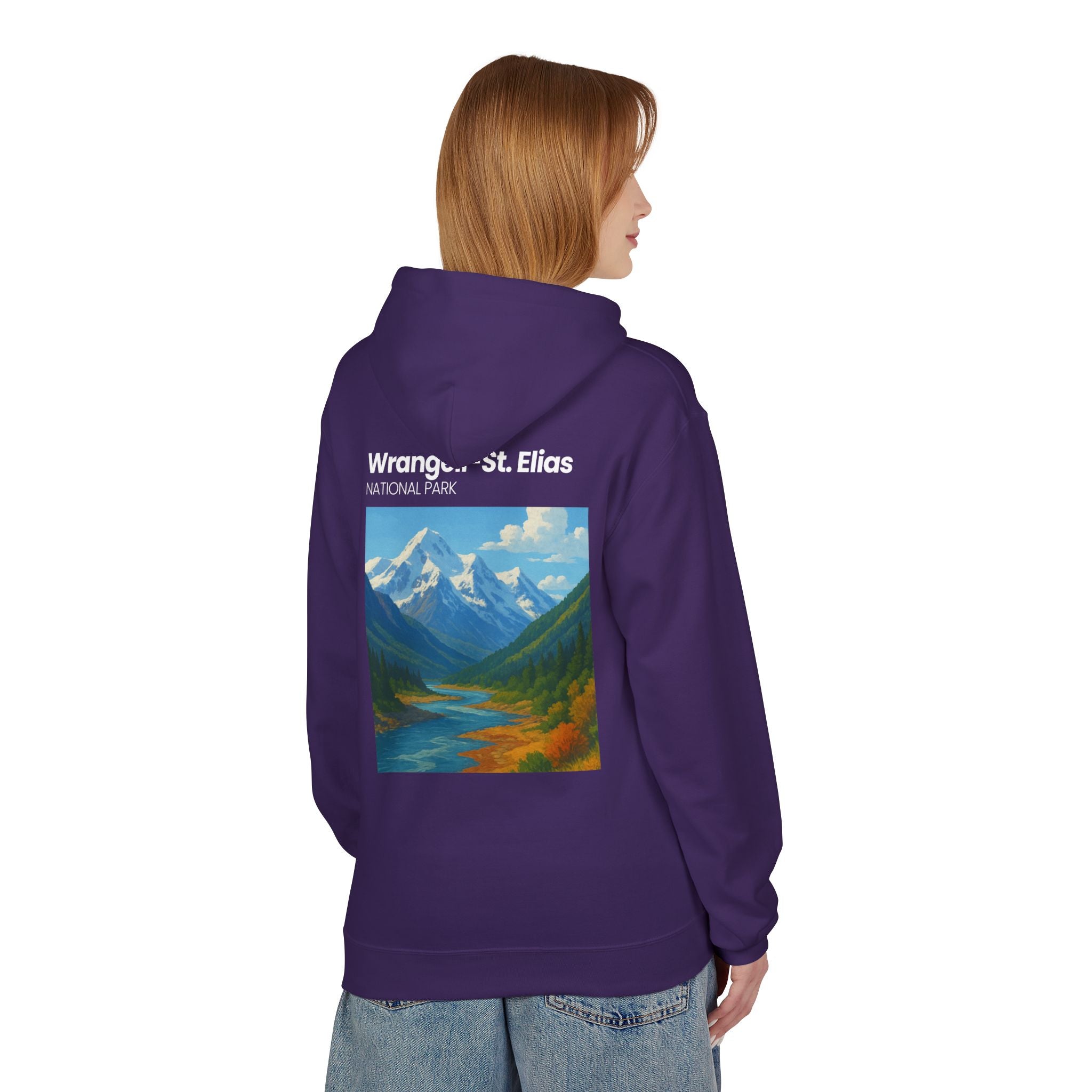 Wrangell–St. Elias National Park landscape Hoodie | Mountain river art