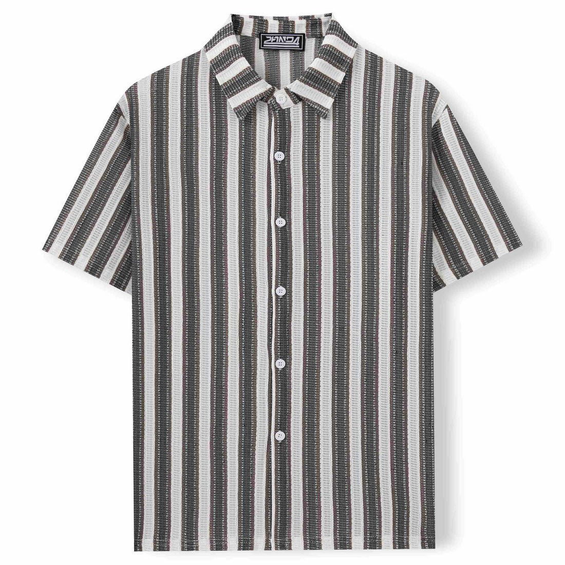Men's Beach Casual Yarn-dyed Striped Short-sleeved Lapel Shirt A0407
