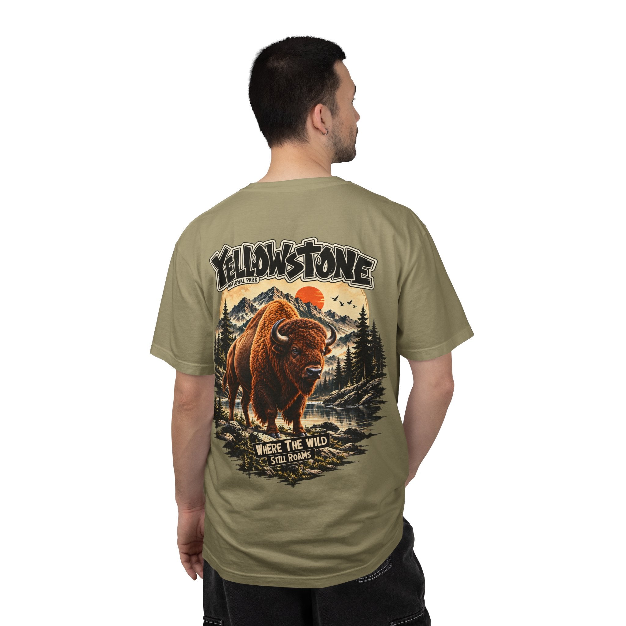 Yellowstone Bison – Where the Wild Still Roams T-Shirt Model1
