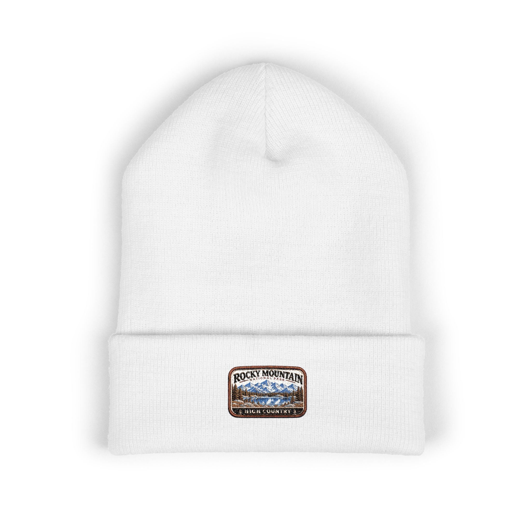 Rocky Mountain National Park Alpine Lake Beanie Square Logo