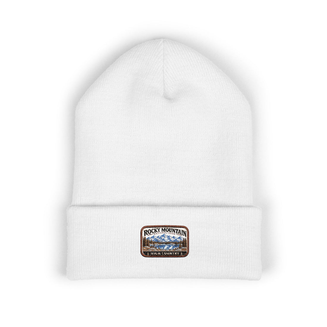 Rocky Mountain National Park Alpine Lake Beanie Square Logo