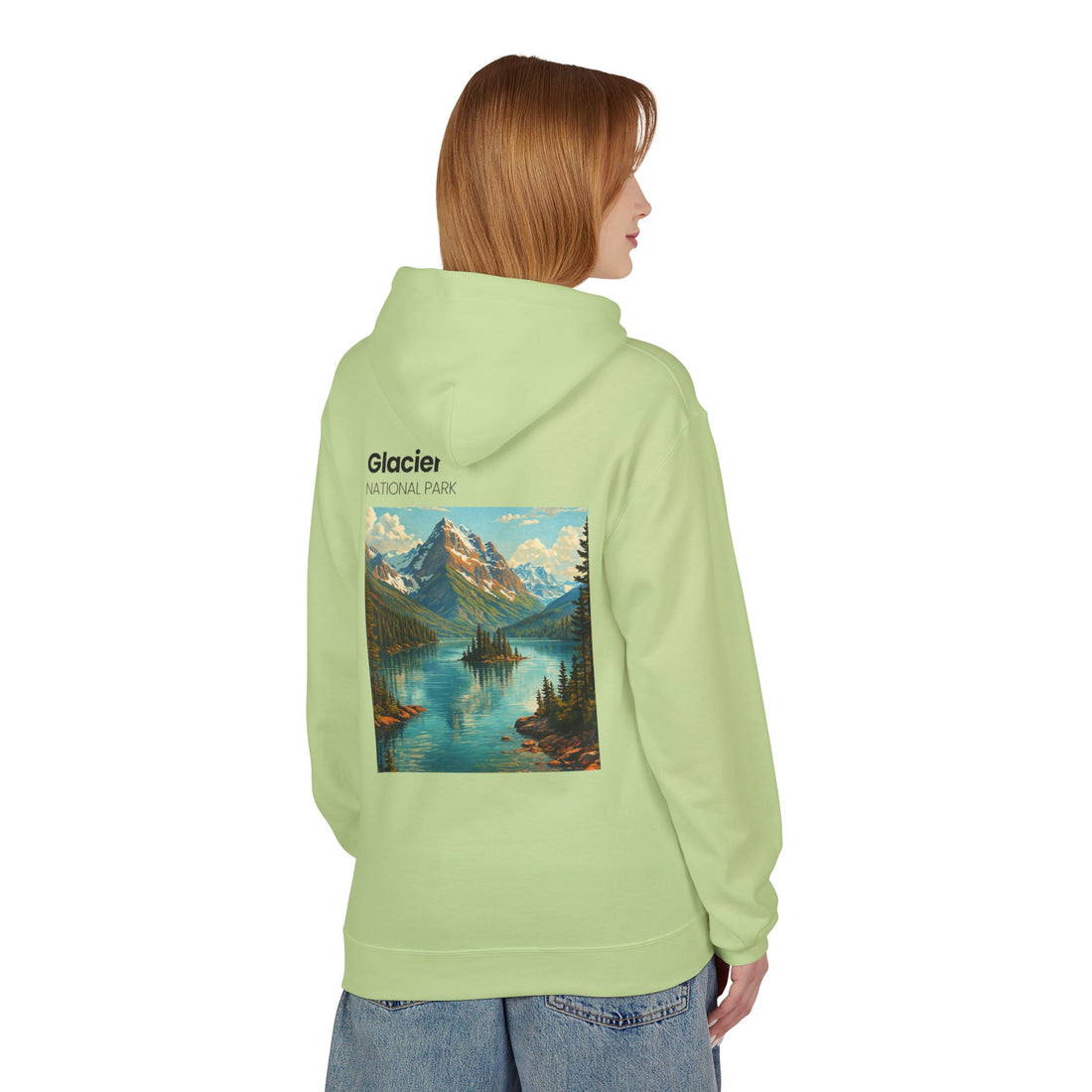 Glacier National Park landscape Hoodie | Retro mountain lake design