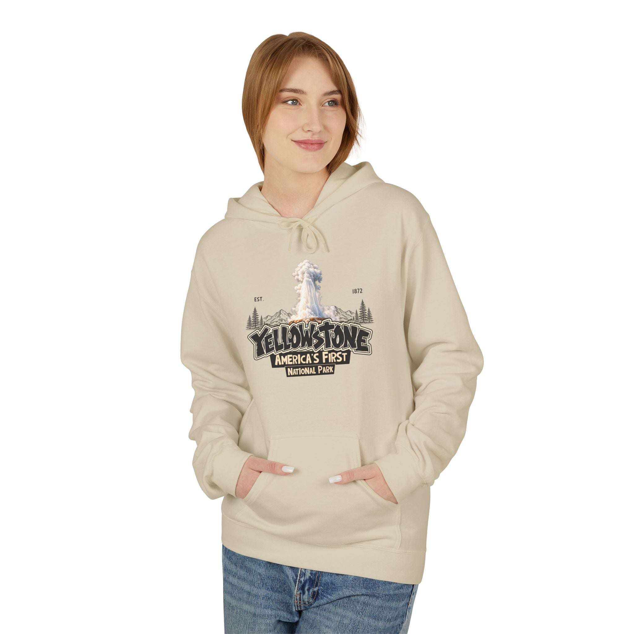 Yellowstone Old Faithful – Where the Wild Still Roams Hoodie Model2
