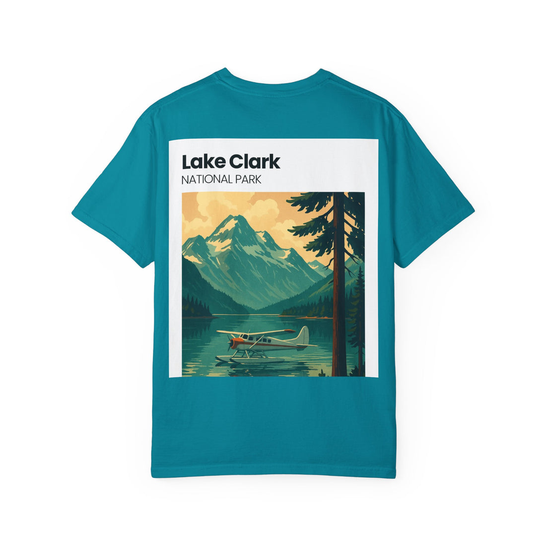 Lake Clark National Park Seaplane Graphic T-shirt | Vintage Travel Poster