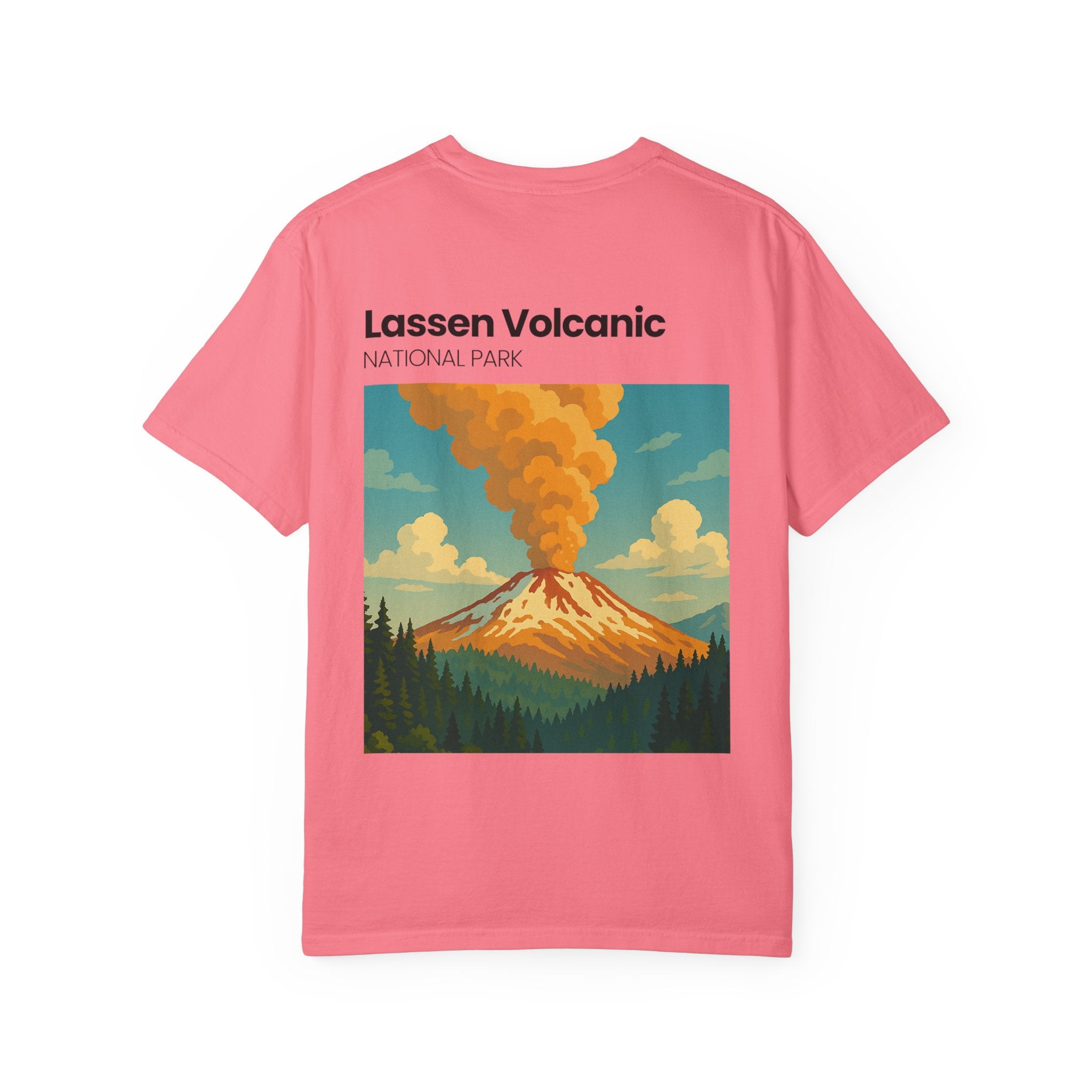 Lassen Volcanic Poster Art T-Shirt | Mountain Eruption Design