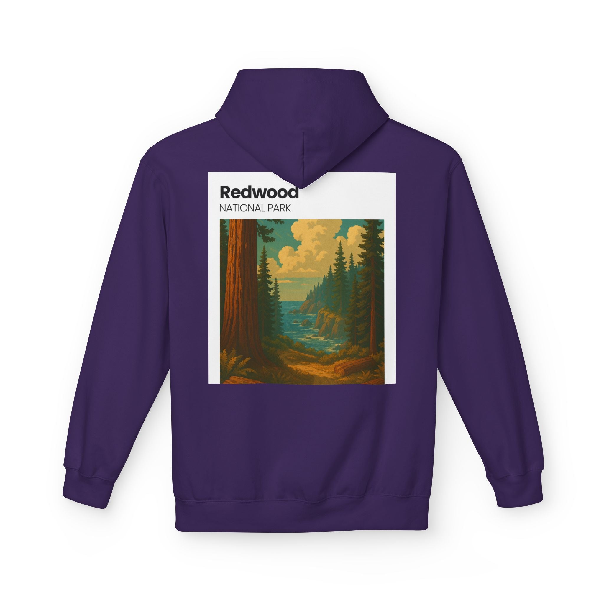 Redwood National Park vintage landscape Hoodie | forest waterfall retro travel art