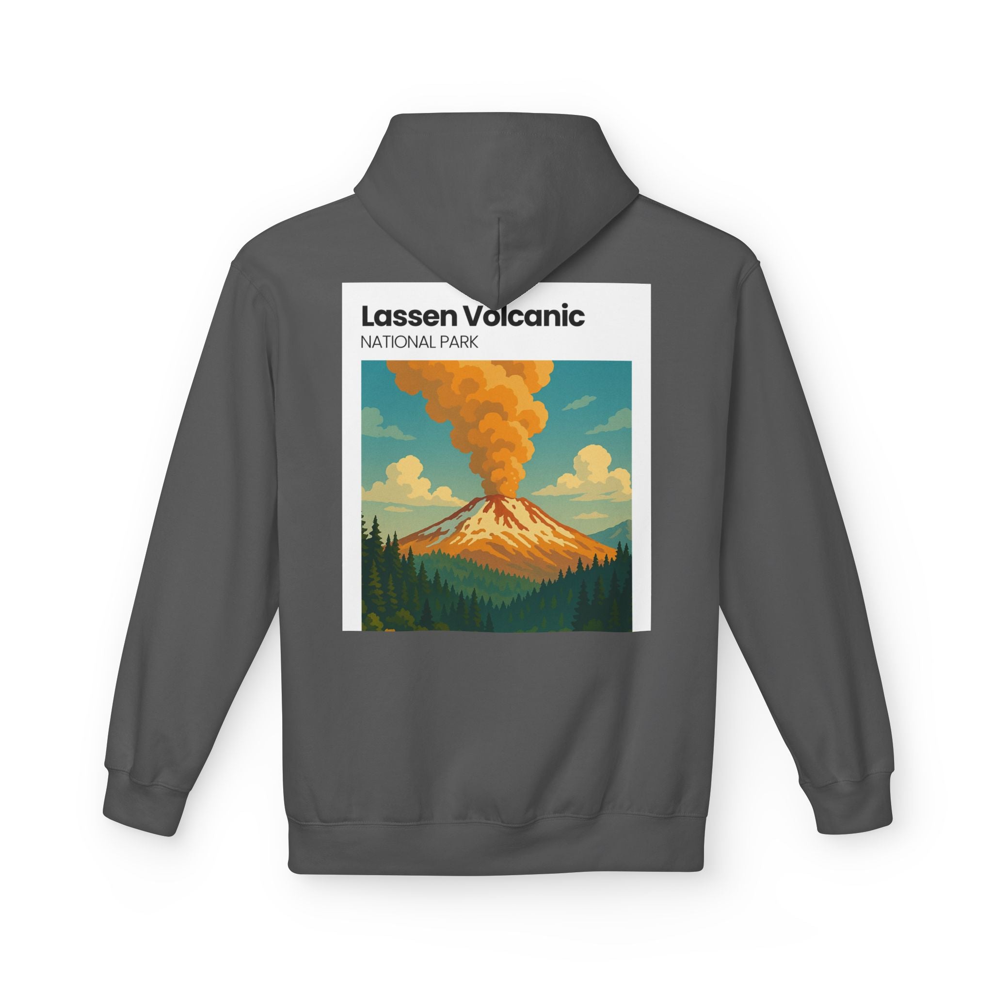 Lassen Volcanic Poster Hoodie | National Park Volcano Illustration