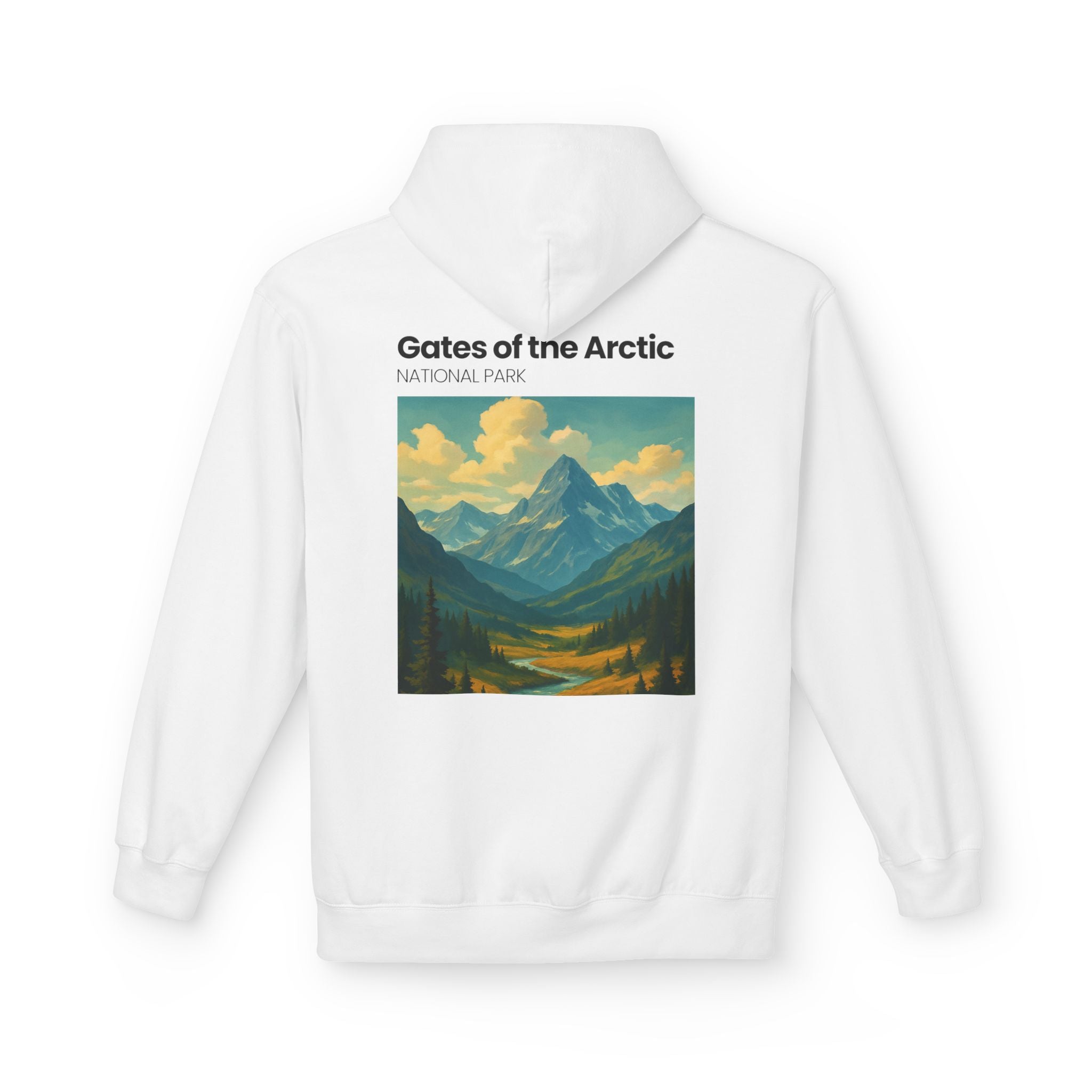 Gates of the Arctic National Park Hoodie | Mountain Landscape Retro Poster