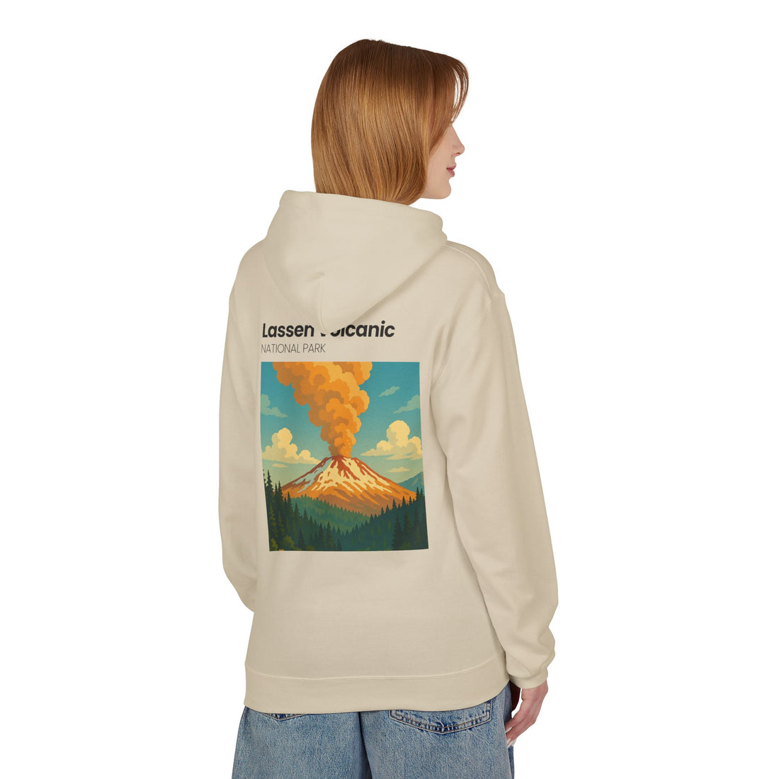 Lassen Volcanic Poster Hoodie | National Park Volcano Illustration