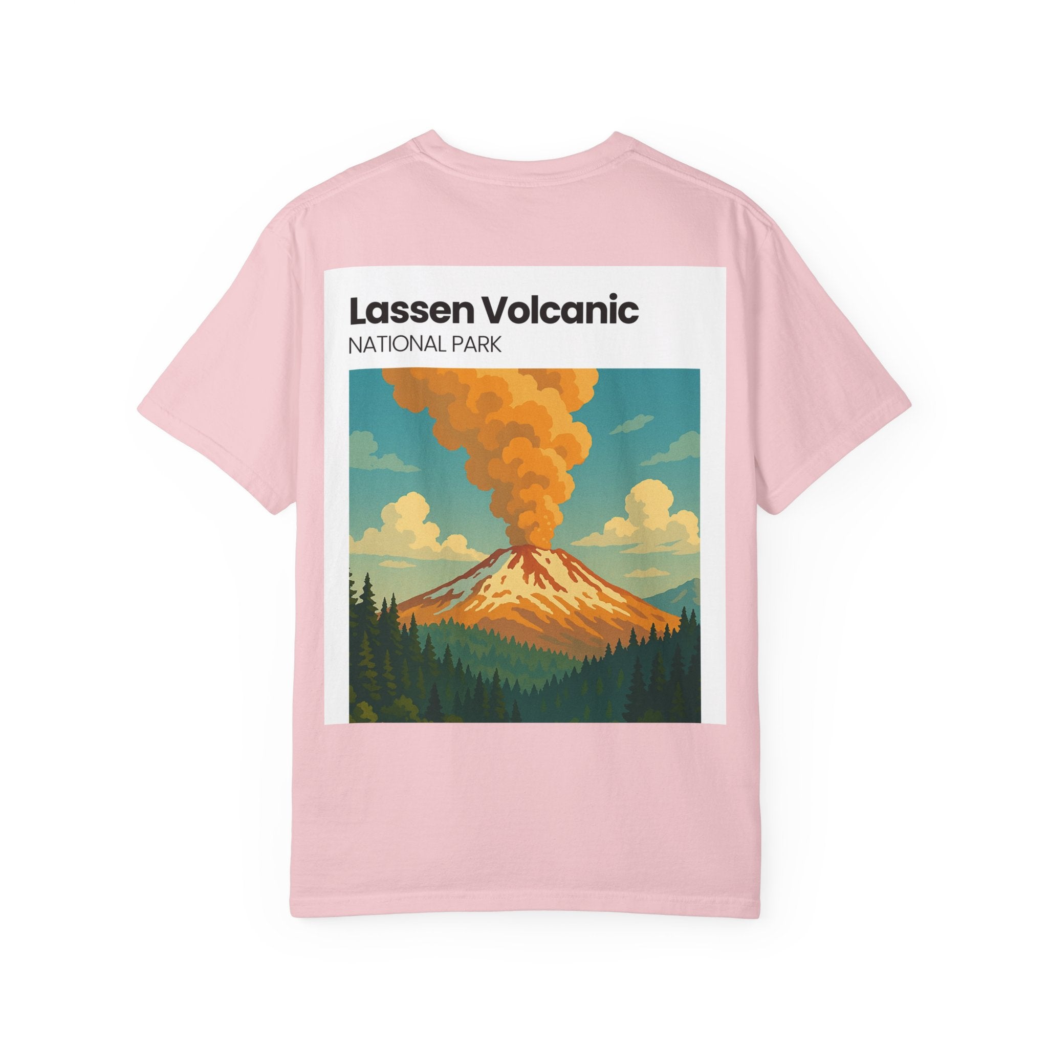 Lassen Volcanic Poster Art T-Shirt | Mountain Eruption Design