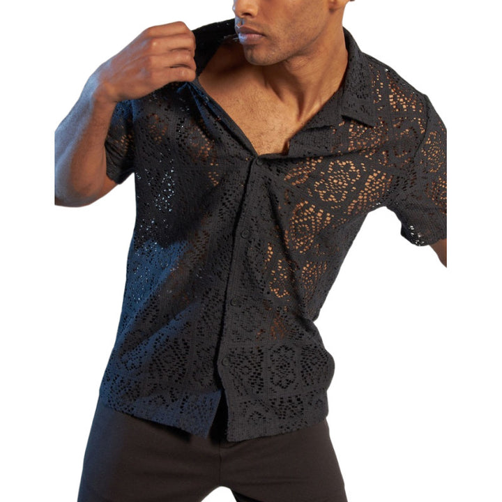 Cross Border Mesh Hollow Out Shirt