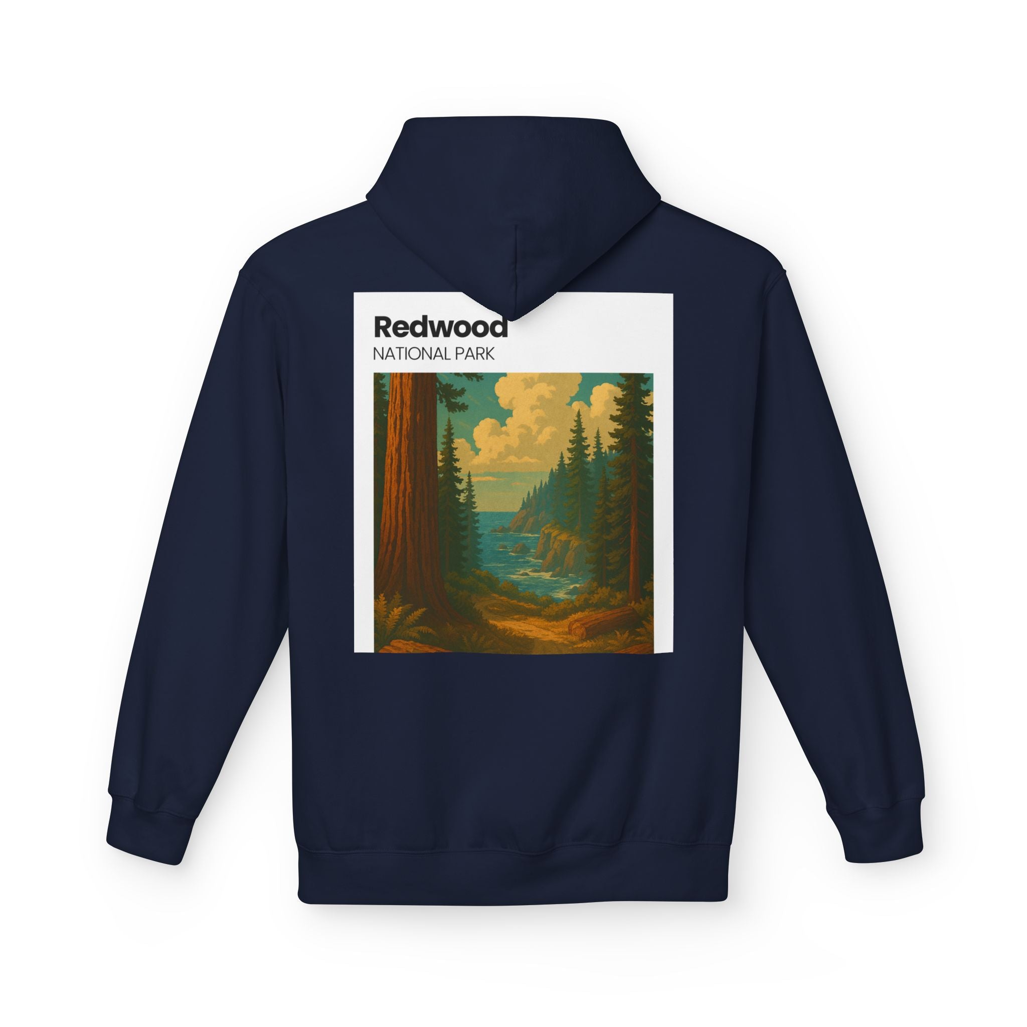 Redwood National Park vintage landscape Hoodie | forest waterfall retro travel art