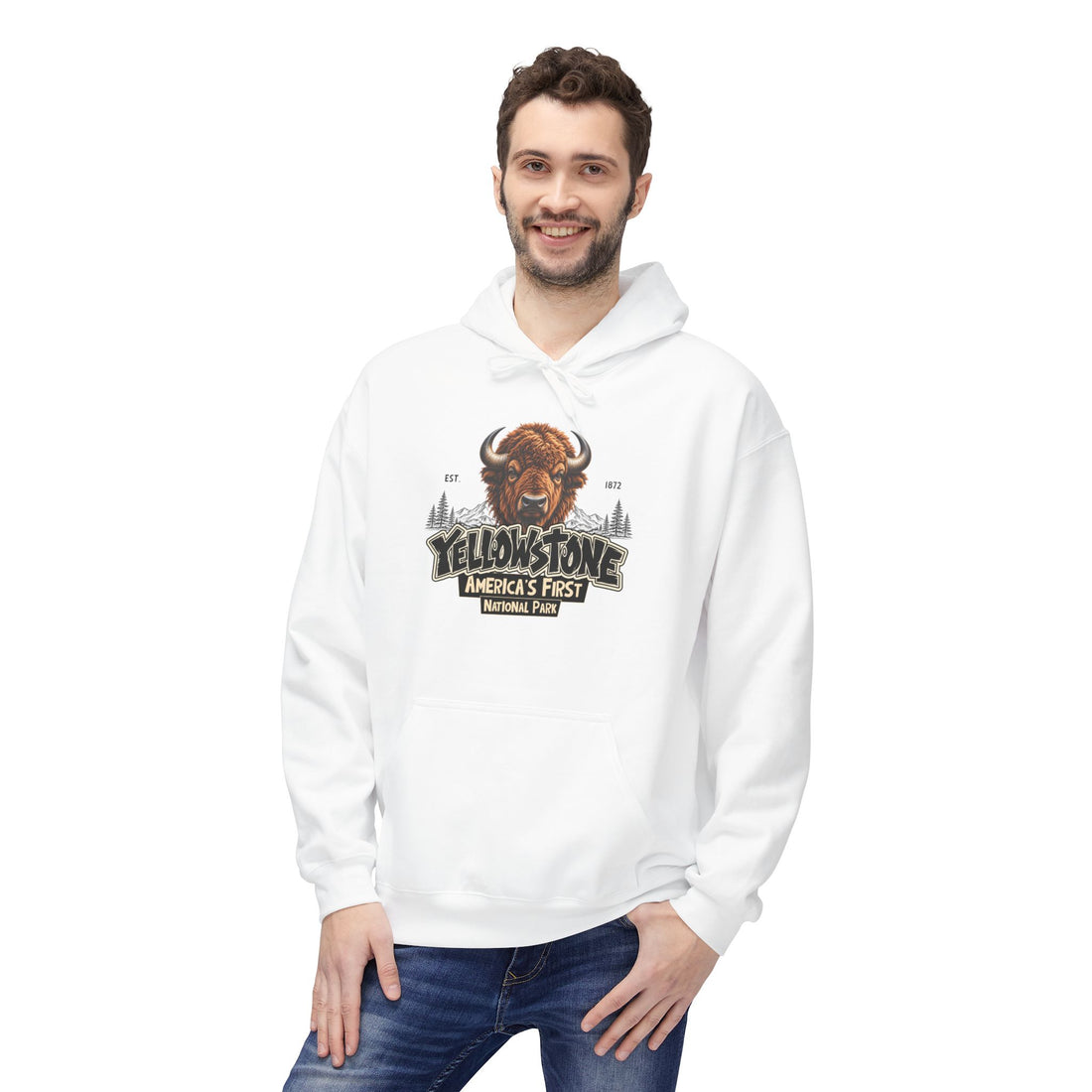 Yellowstone Bison – Where the Wild Still Roams Hoodie Model2