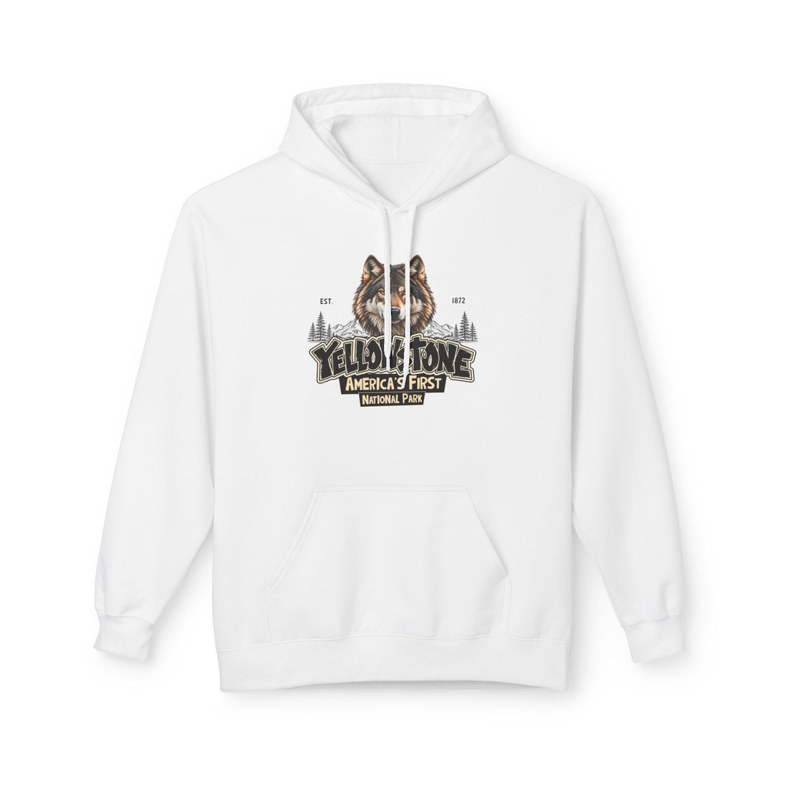 Yellowstone Wolf – Where the Wild Still Roams Hoodie Model1