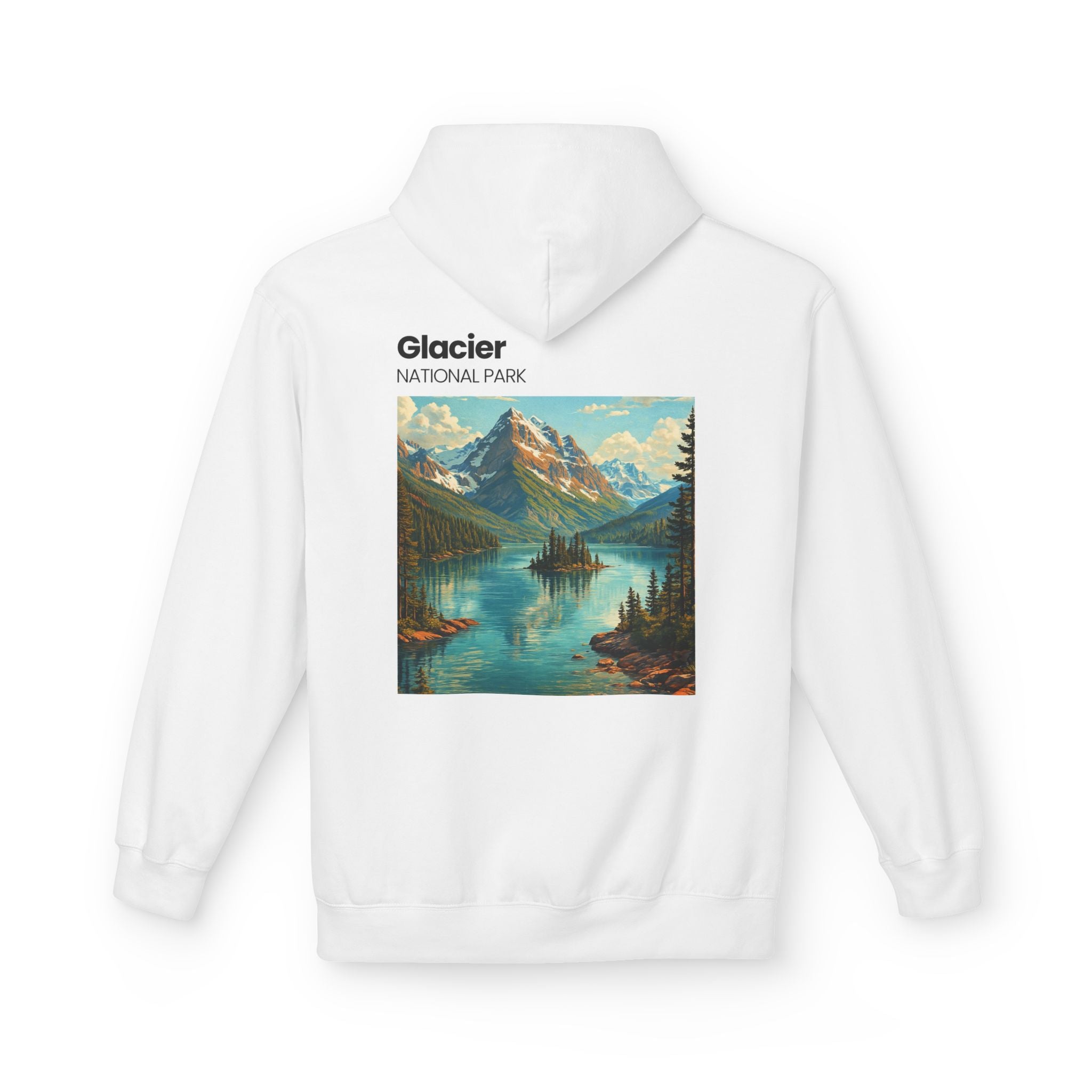 Glacier National Park landscape Hoodie | Retro mountain lake design