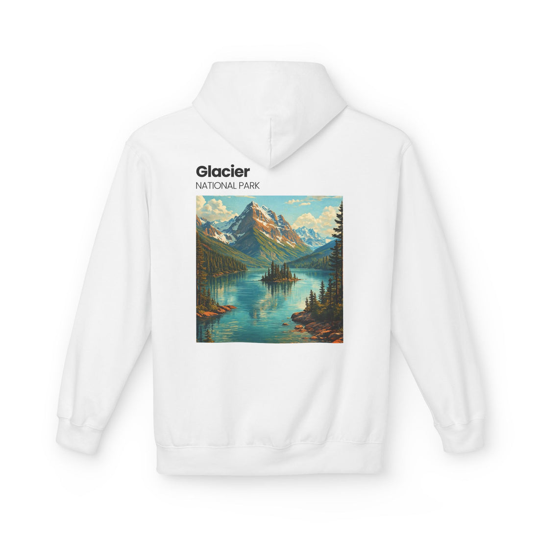 Glacier National Park landscape Hoodie | Retro mountain lake design
