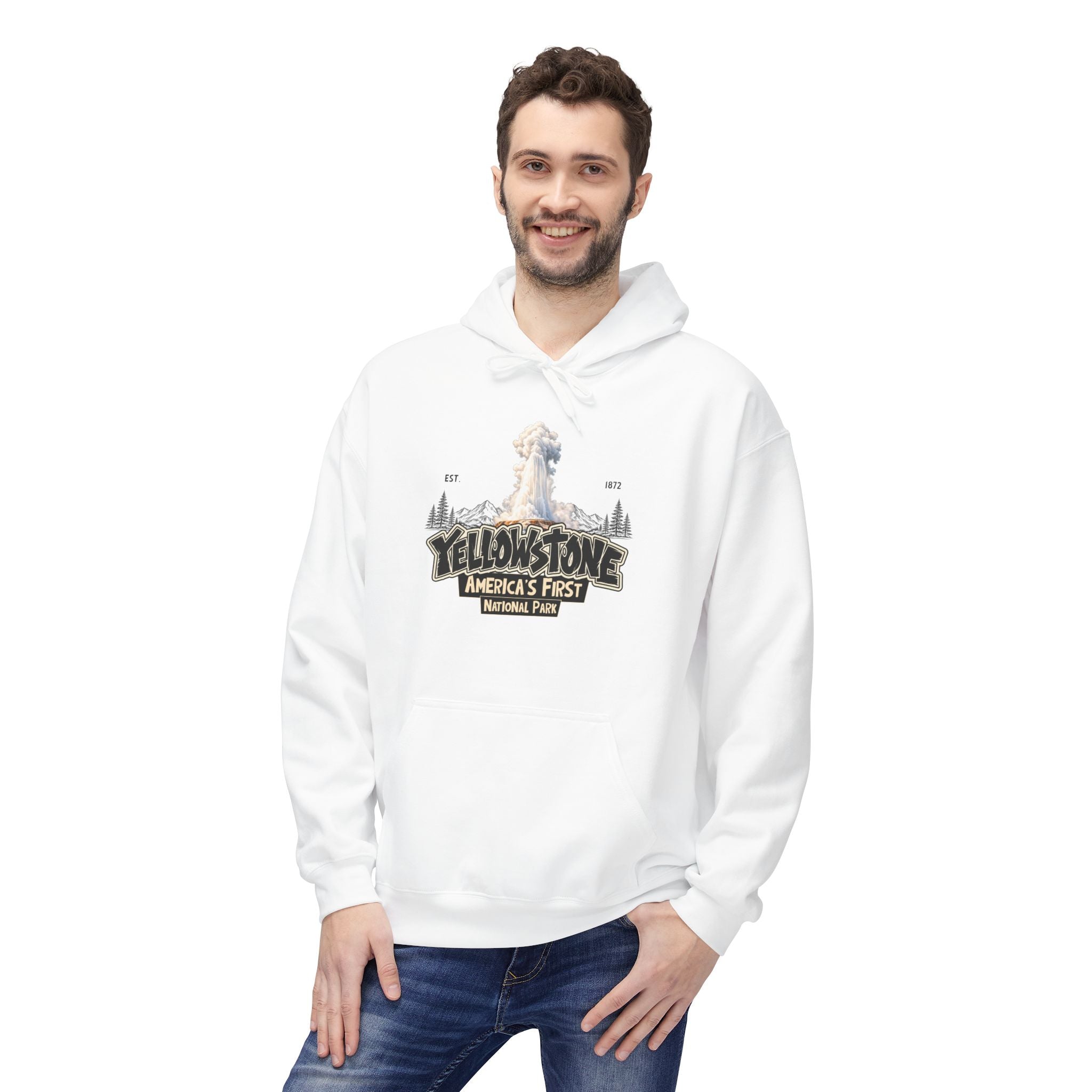 Yellowstone Old Faithful – Where the Wild Still Roams Hoodie Model2