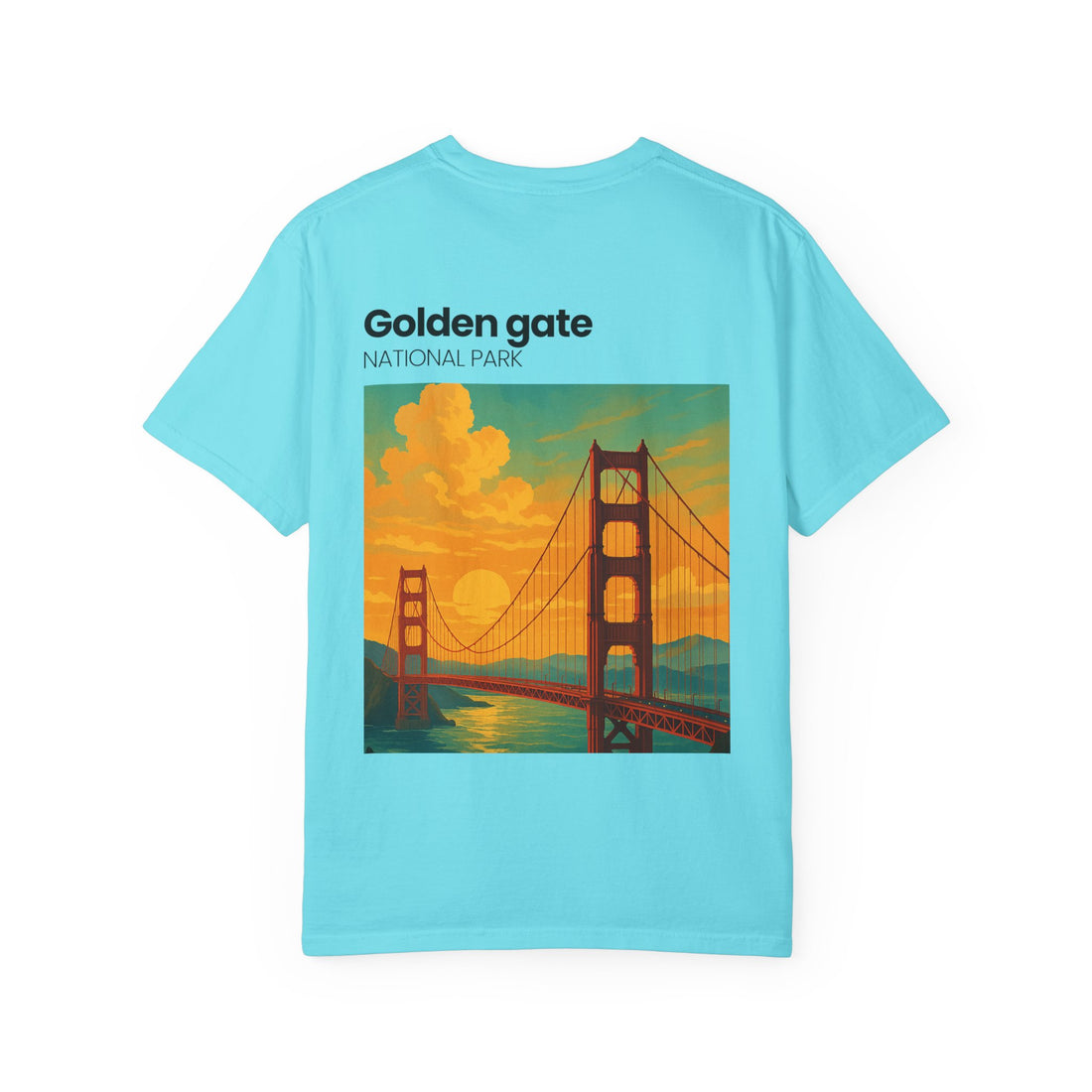 Golden Gate National Park Poster T-shirt | Vintage Sunset Bridge Design