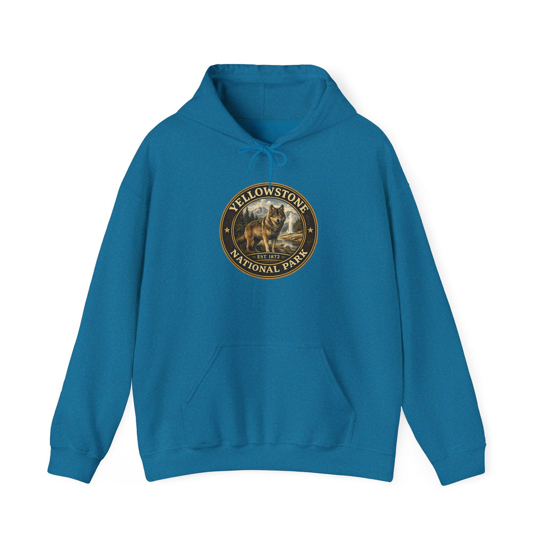 Yellowstone Wolf Round Badge Hoodie