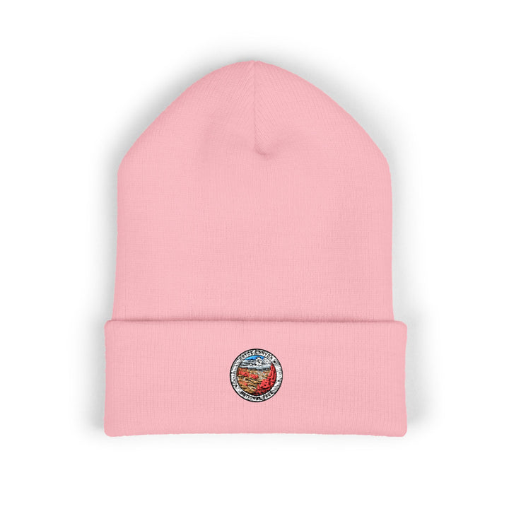 Red Rose Heart Patch beanie | Embroidered Cuffed Beanie
