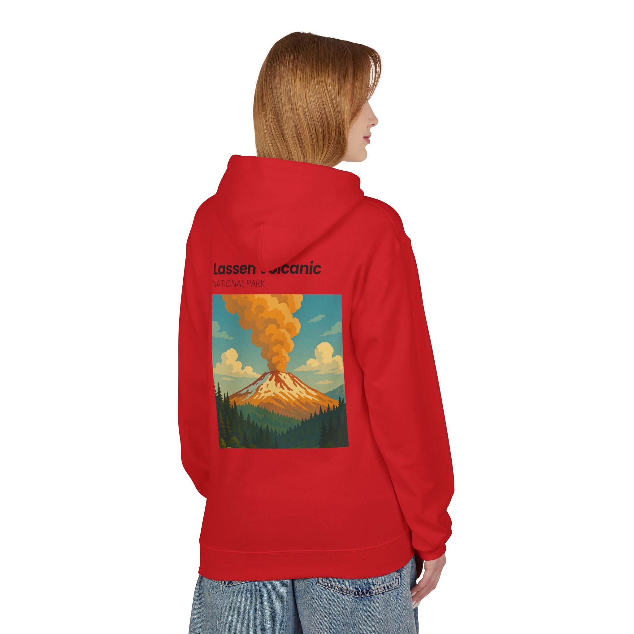 Lassen Volcanic Poster Hoodie | National Park Volcano Illustration