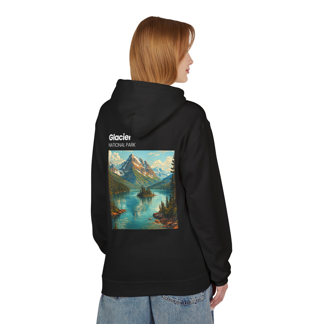Glacier National Park landscape Hoodie | Retro mountain lake design