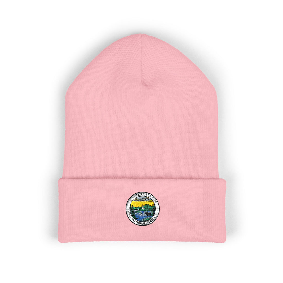 Isle Royale Mountain Lake Patch Beanie | Embroidered Cuffed Beanie