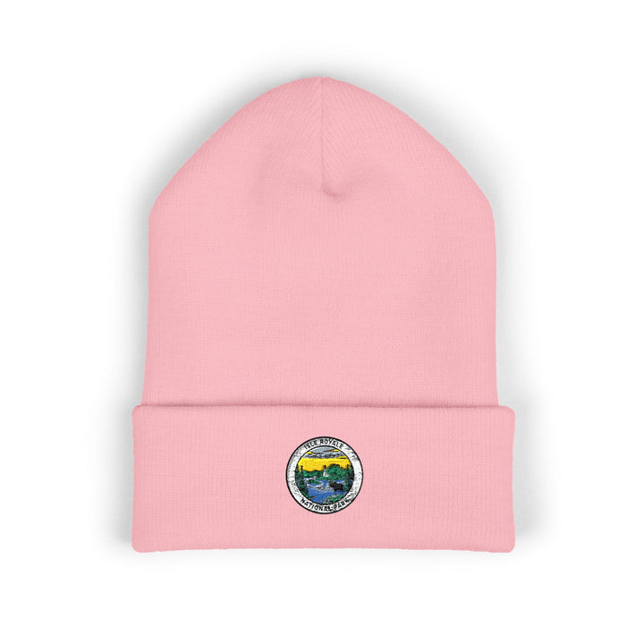 Isle Royale Mountain Lake Patch Beanie | Embroidered Cuffed Beanie
