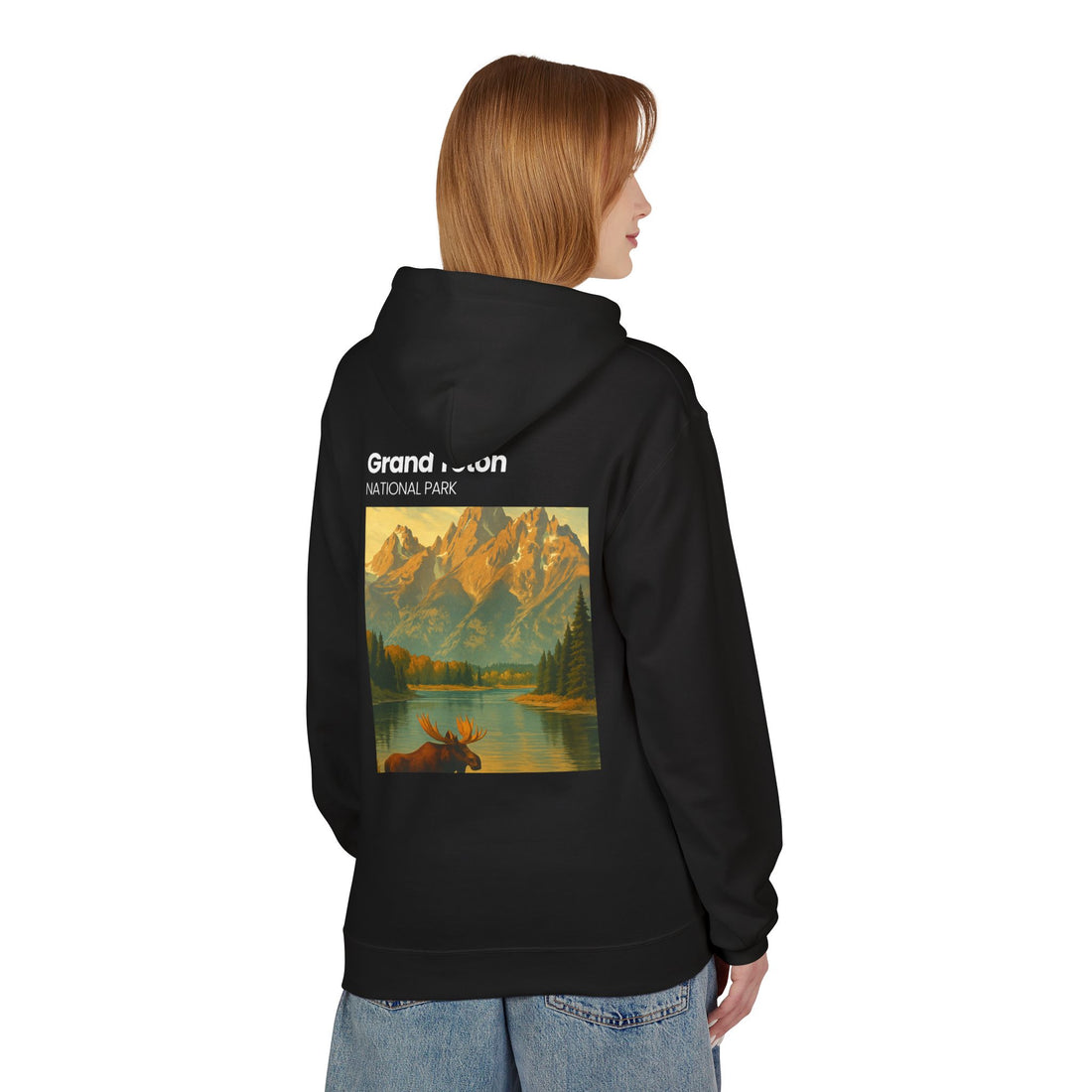 Grand Teton National Park scenic print Hoodie | Moose Lake mountain landscape