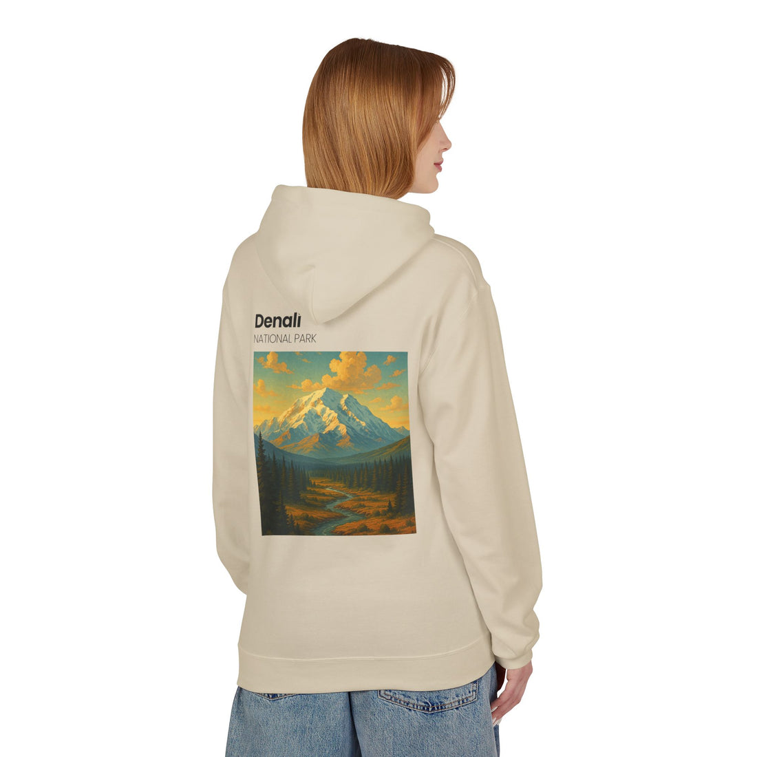 Mini Sunset Surf Patch Hoodie | Palm Tree Beach Graphic, White Chest Print