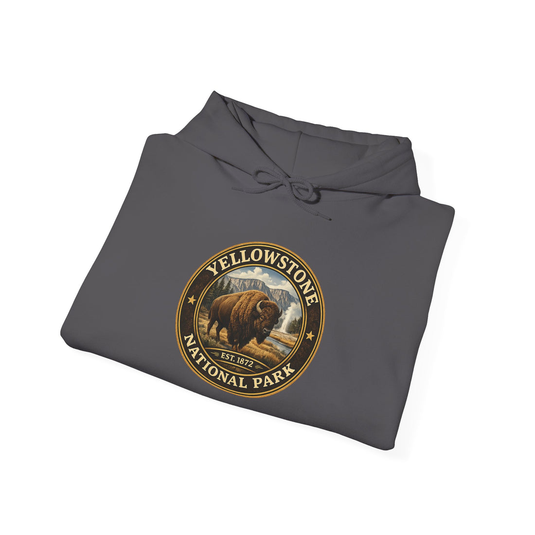 Yellowstone Bison Round Badge Hoodie