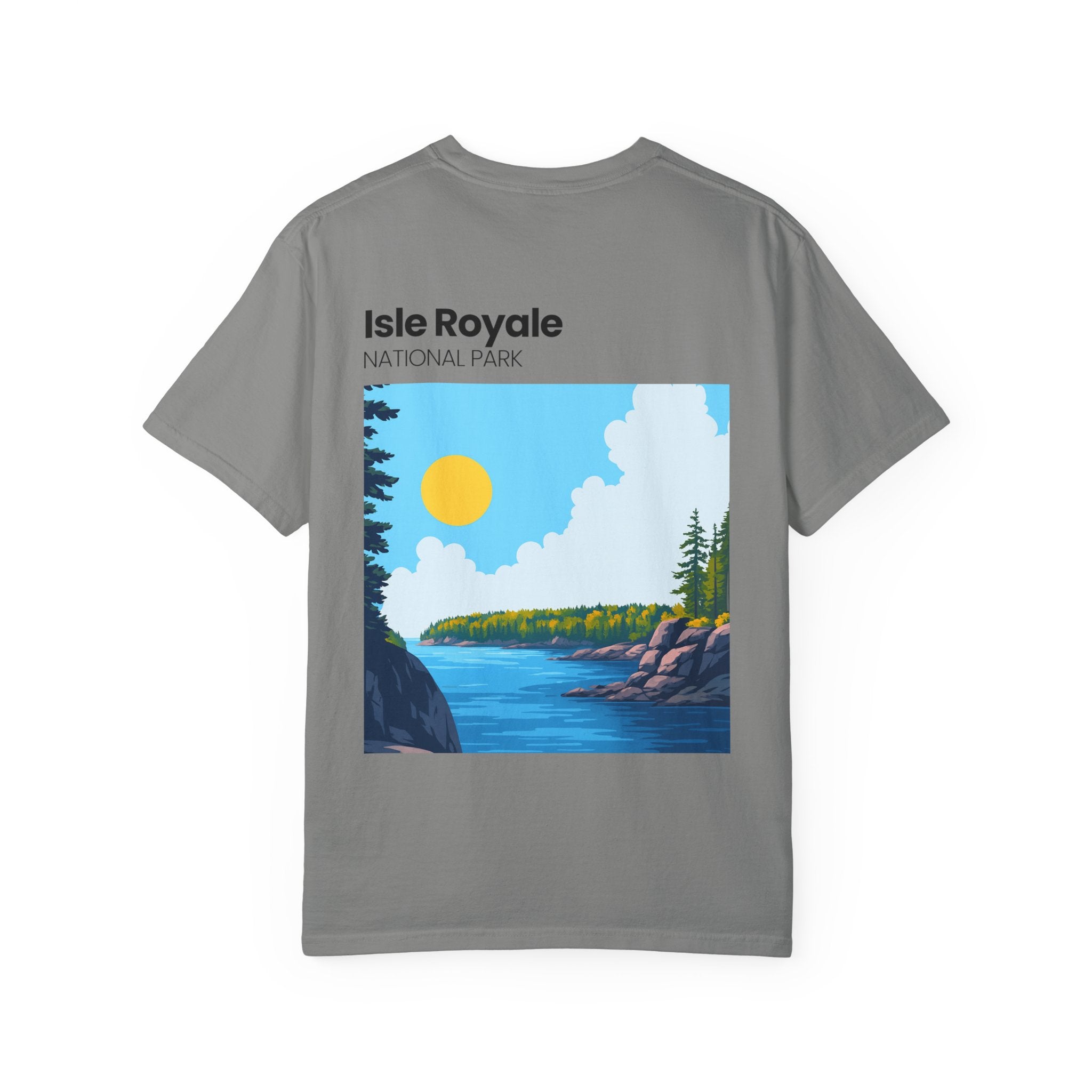 Isle Royale National Park Illustration T-shirt | Scenic Lake Sunrise Tee