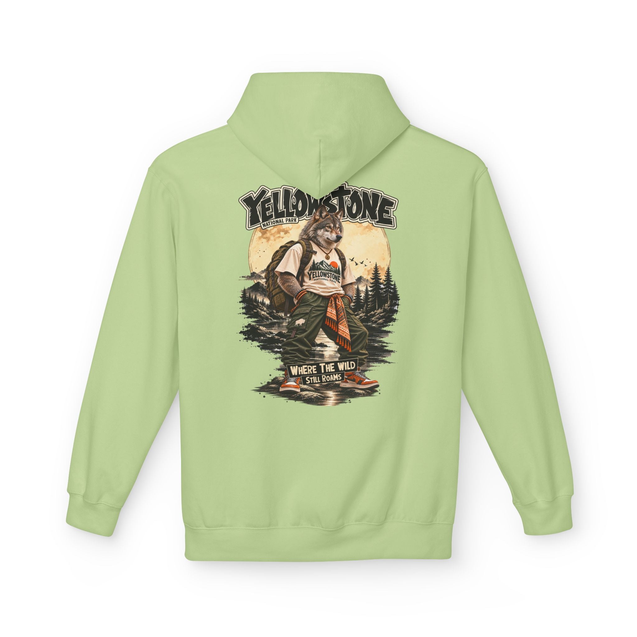 Yellowstone Wolf – Where the Wild Still Roams Hoodie Model1