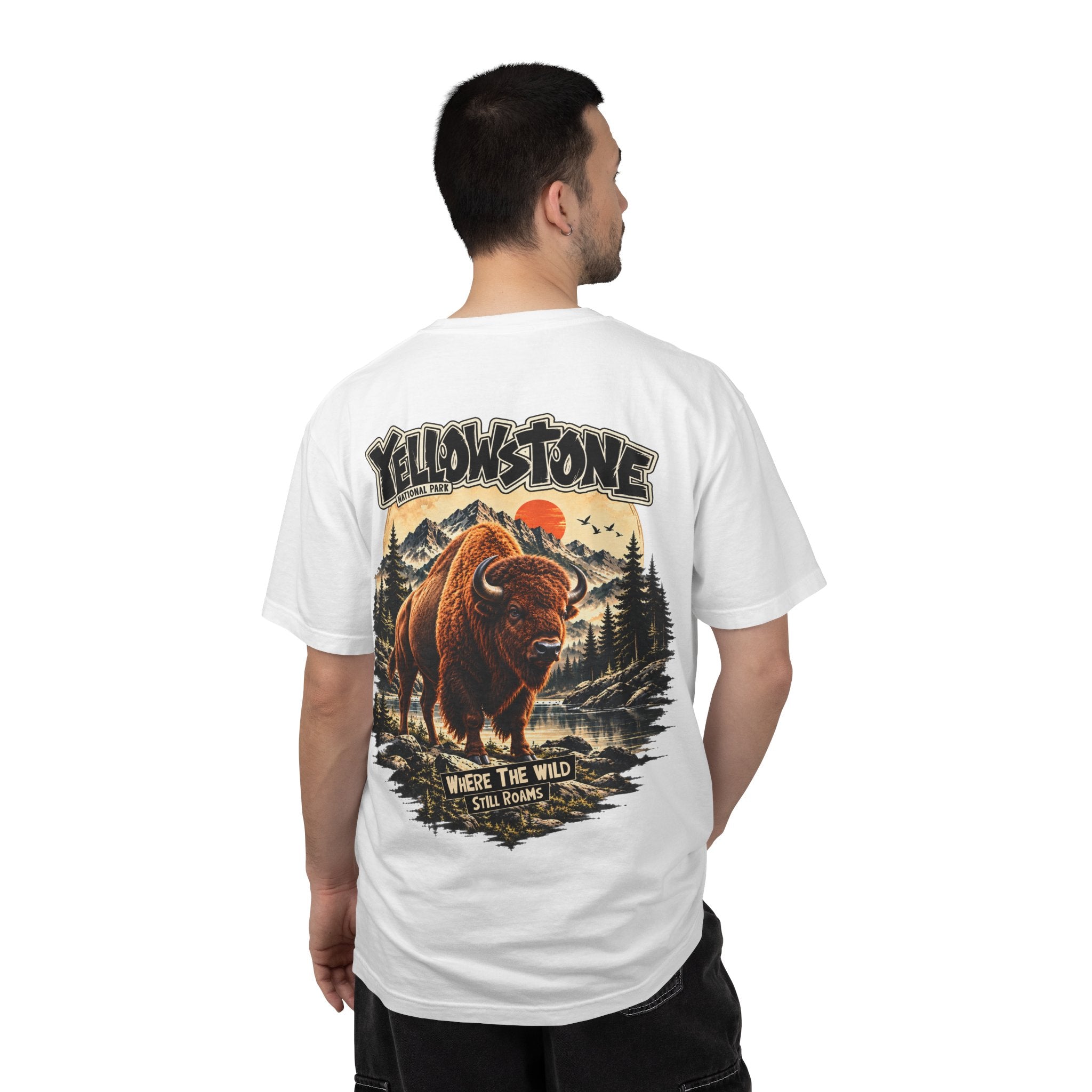 Yellowstone Bison – Where the Wild Still Roams T-Shirt Model1