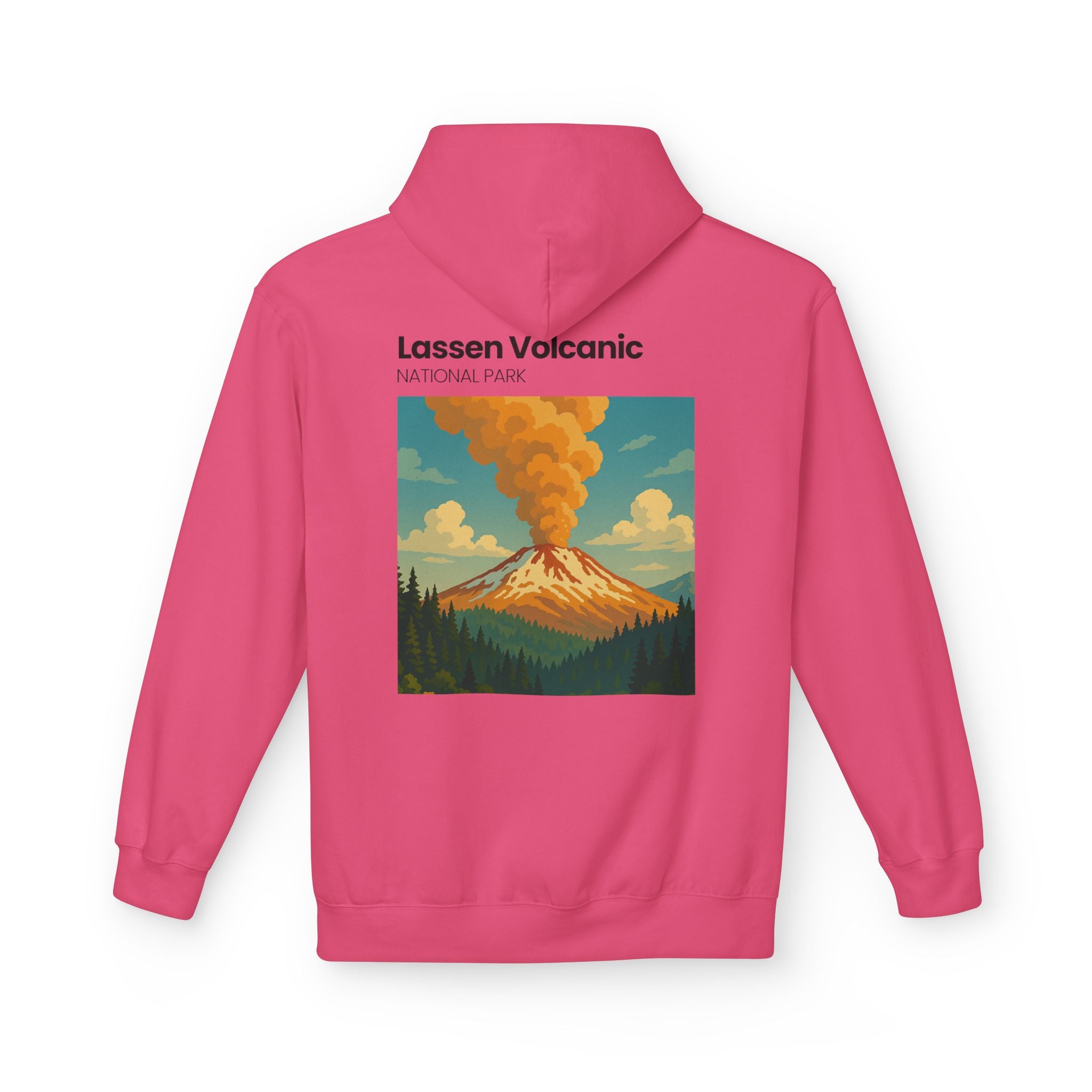 Lassen Volcanic Poster Hoodie | National Park Volcano Illustration