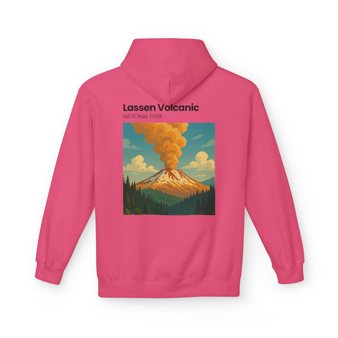 Lassen Volcanic Poster Hoodie | National Park Volcano Illustration