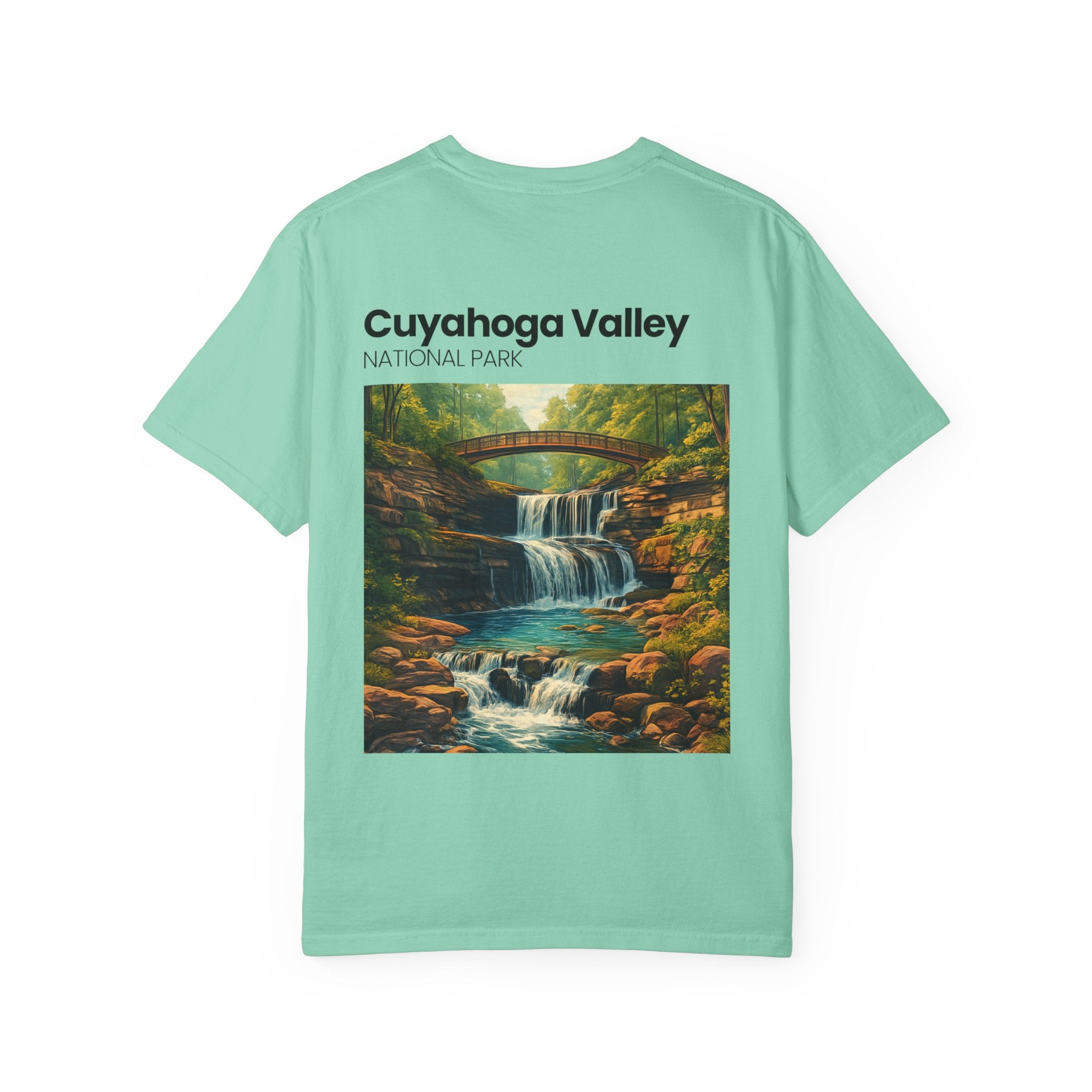 Cuyahoga Valley Waterfall Illustration T-Shirt | National Park Landscape