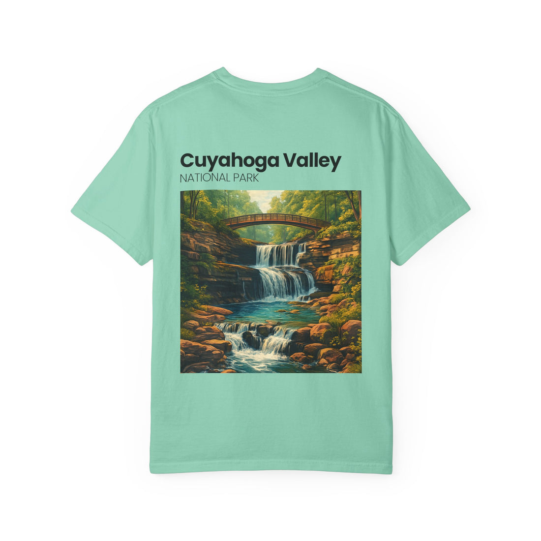 Cuyahoga Valley Waterfall Illustration T-Shirt | National Park Landscape