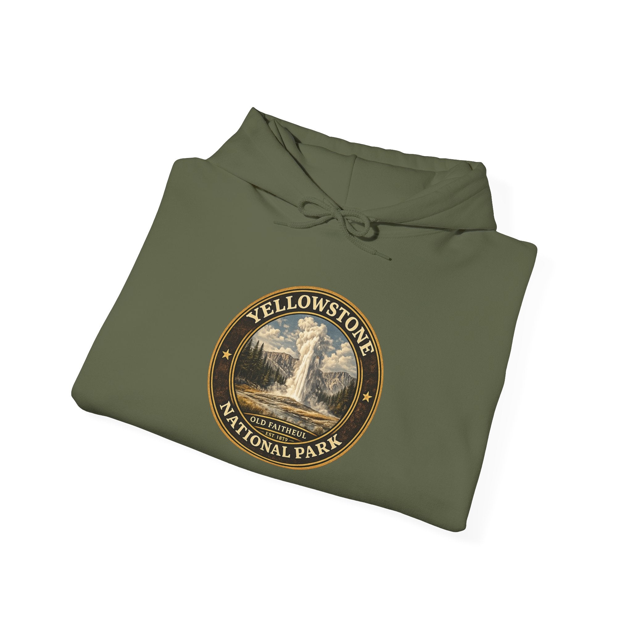 Yellowstone Old Faithful Round Badge Hoodie