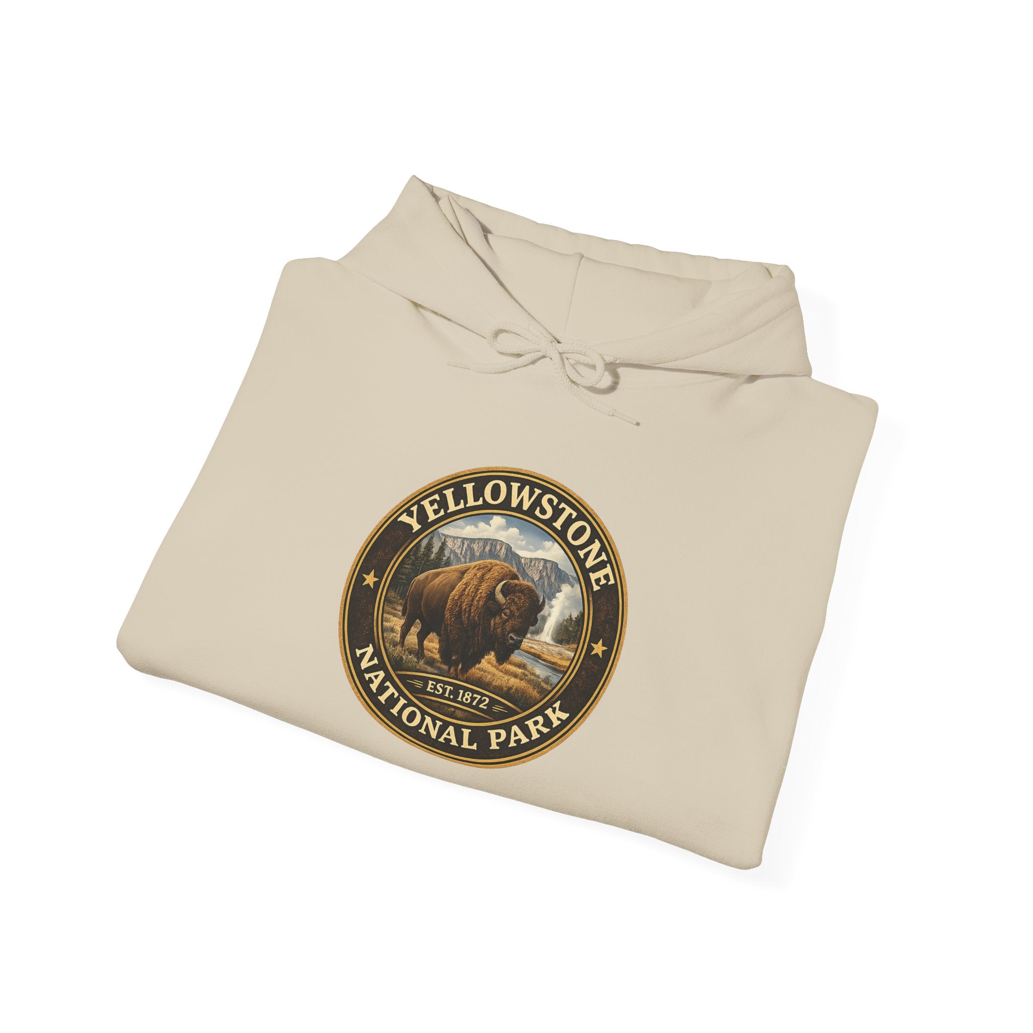 Yellowstone Bison Round Badge Hoodie