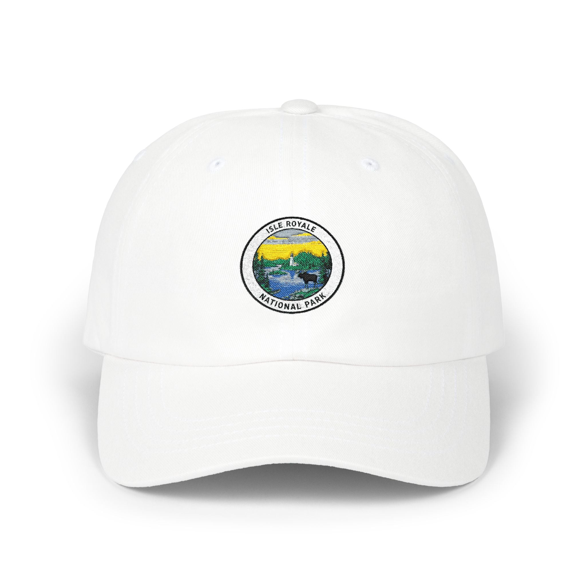 Yellow Mountain Lake Patch Cap | Dad Hat with Scenic Nature Logo