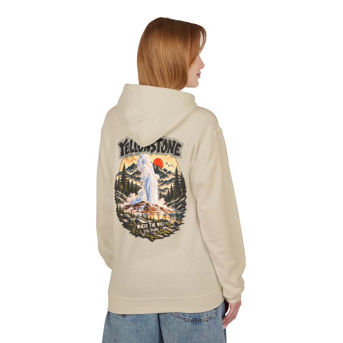 Yellowstone Old Faithful – Where the Wild Still Roams Hoodie Model2