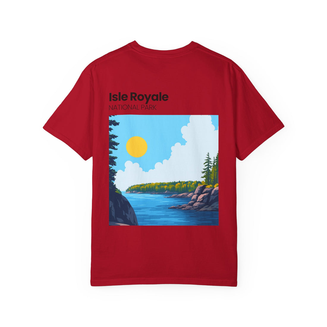 Isle Royale National Park Illustration T-shirt | Scenic Lake Sunrise Tee