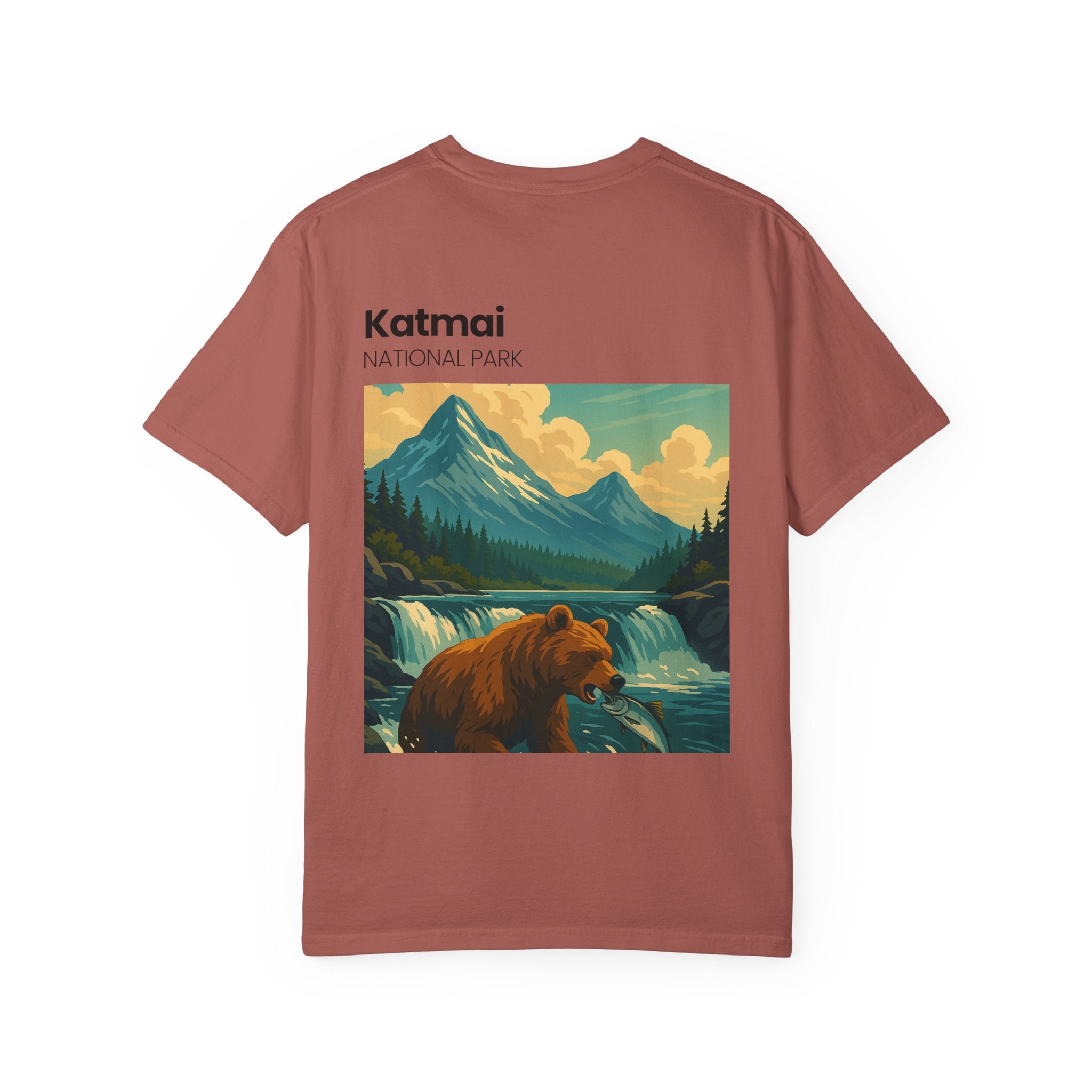 Katmai National Park Bear Illustration T-shirt | Mountain River Nature Tee