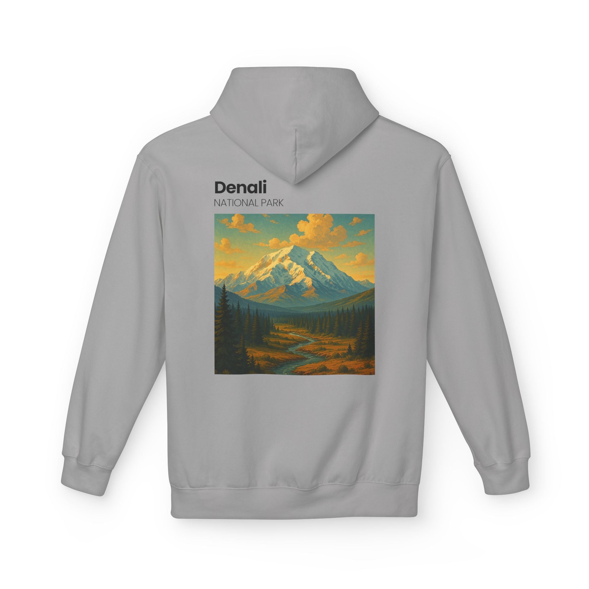 Mini Sunset Surf Patch Hoodie | Palm Tree Beach Graphic, White Chest Print