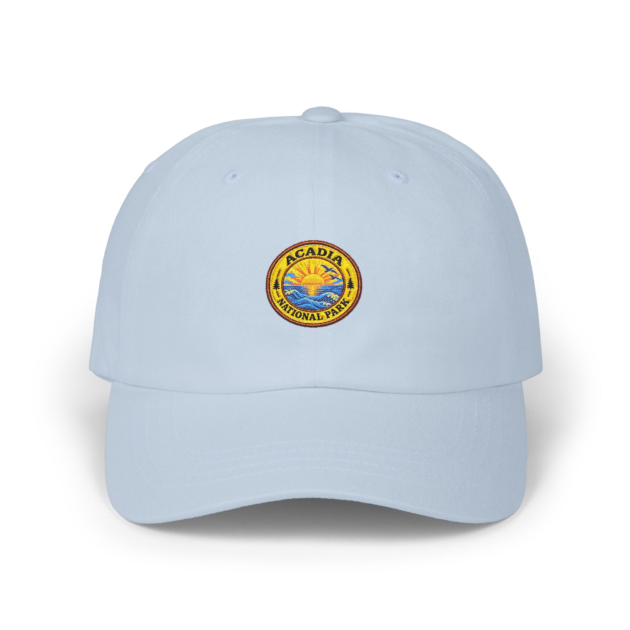 Acadia National Park Sunrise Round Logo Dad Cap