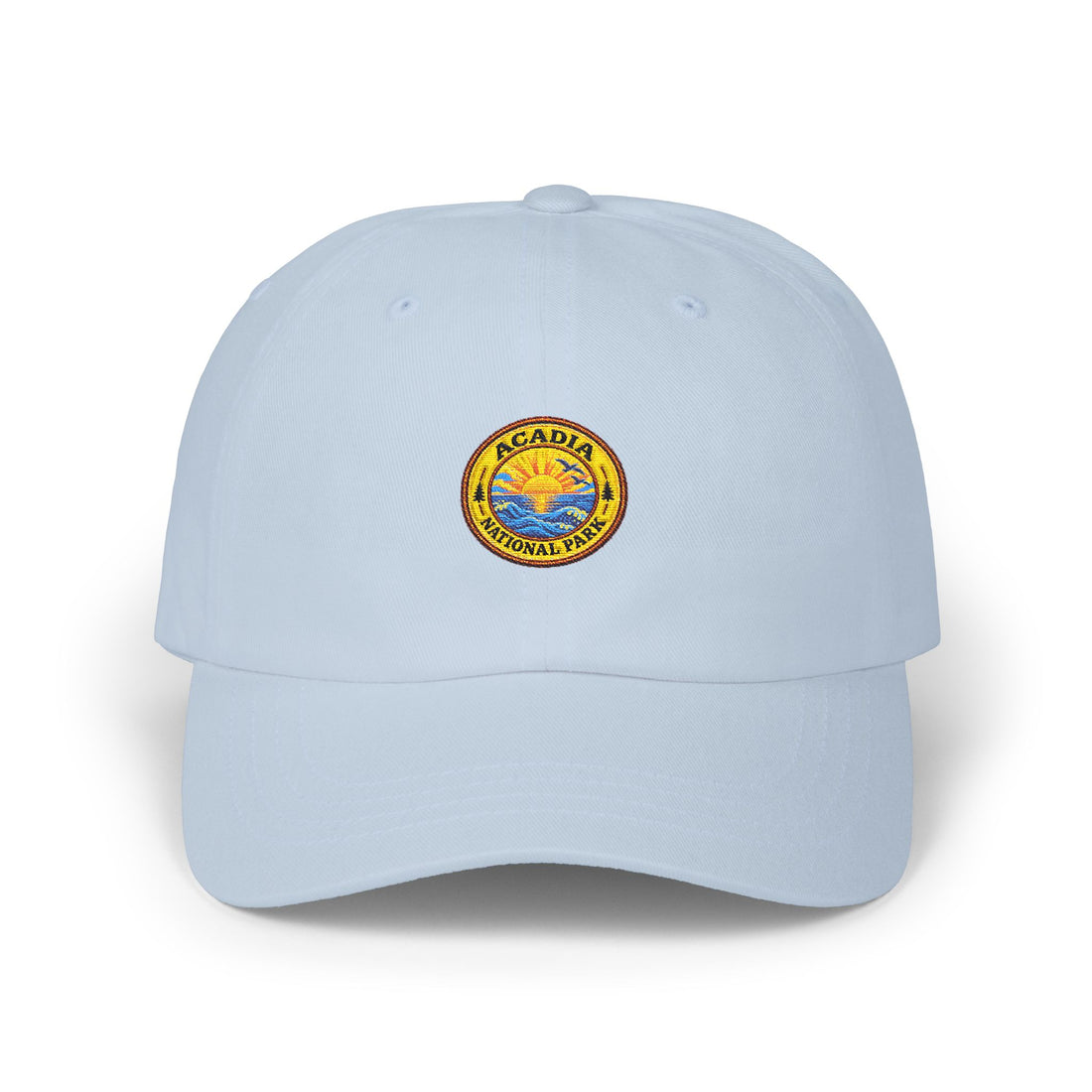 Acadia National Park Sunrise Round Logo Dad Cap